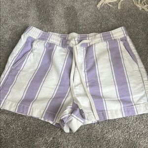 American Eagle Outfitters White and Purple Striped Athletic Shorts bin 1